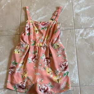 Floral Peach Sleeveless Romper